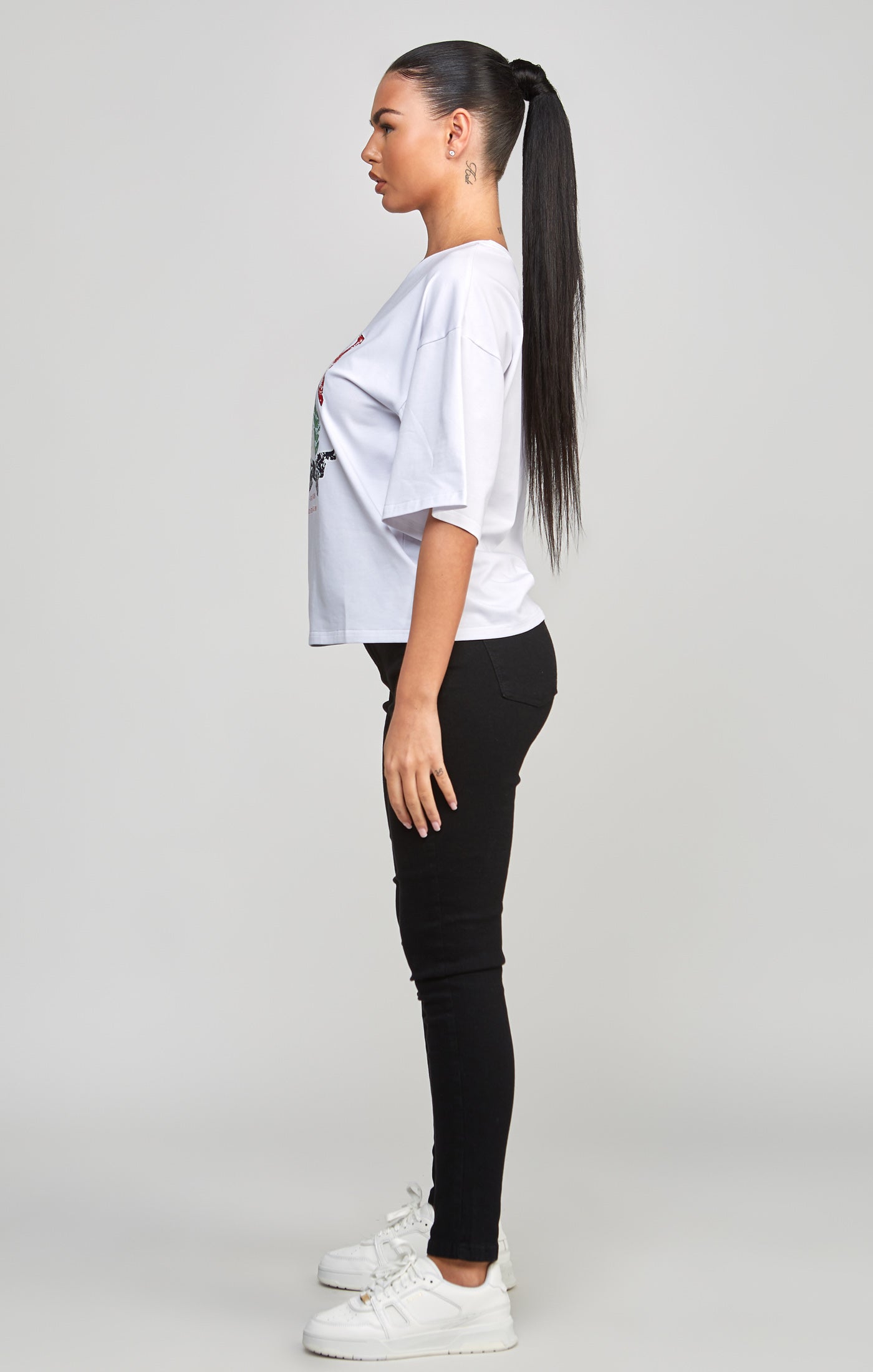 Load image into Gallery viewer, White Varsity Crop T-Shirt (3)