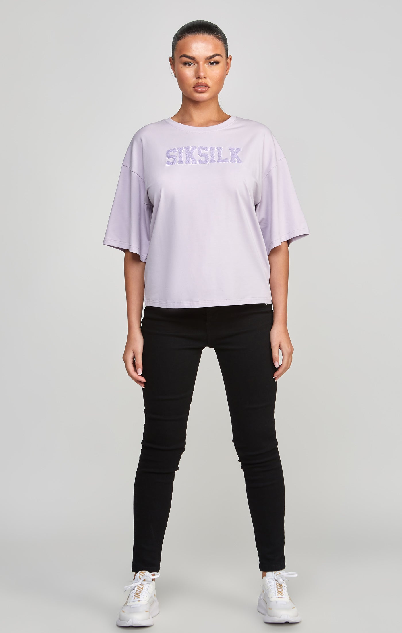 Load image into Gallery viewer, Purple Varsity Logo Crop T-Shirt (2)