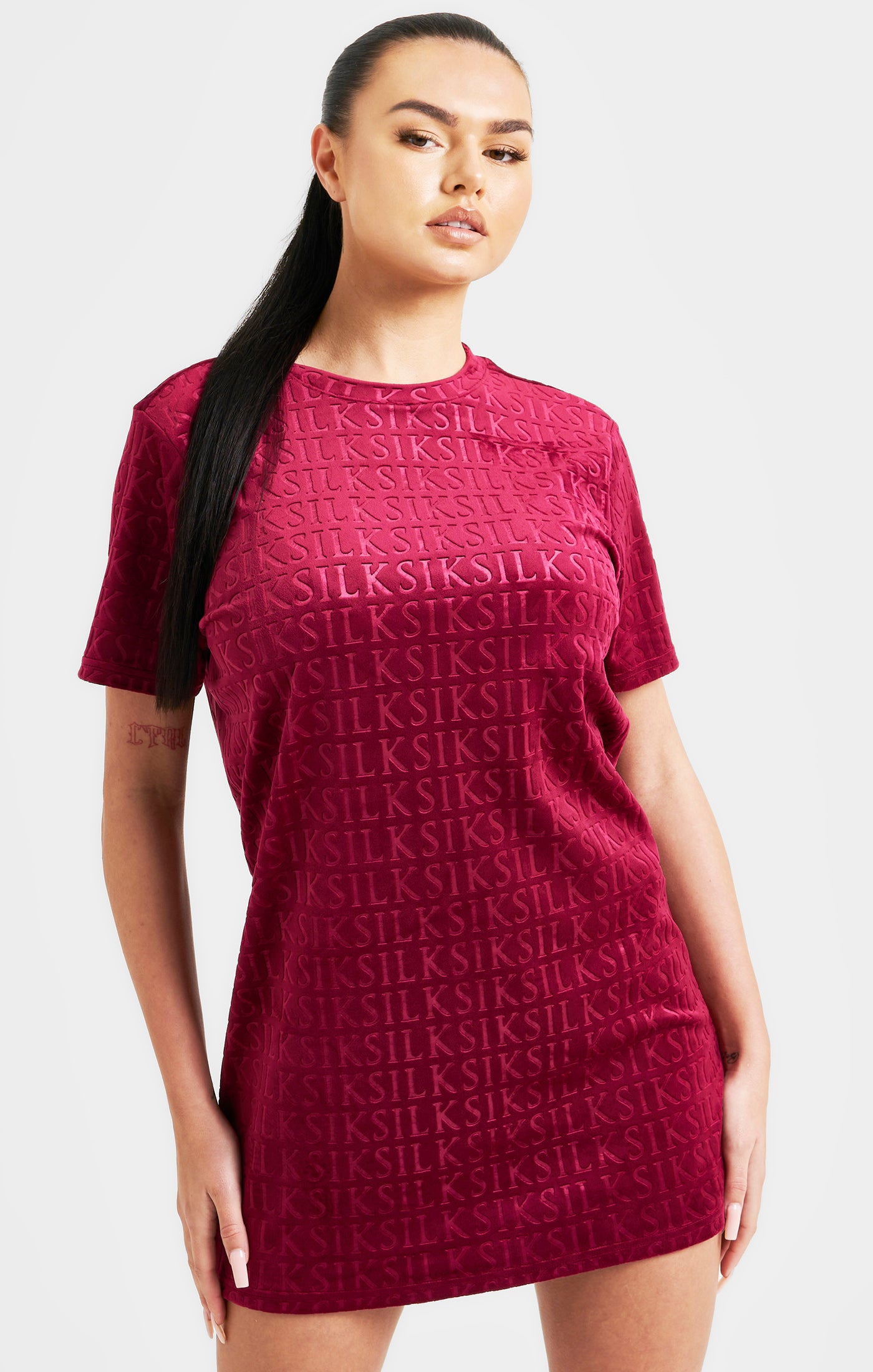 Load image into Gallery viewer, Pink Velour T-Shirt Dress
