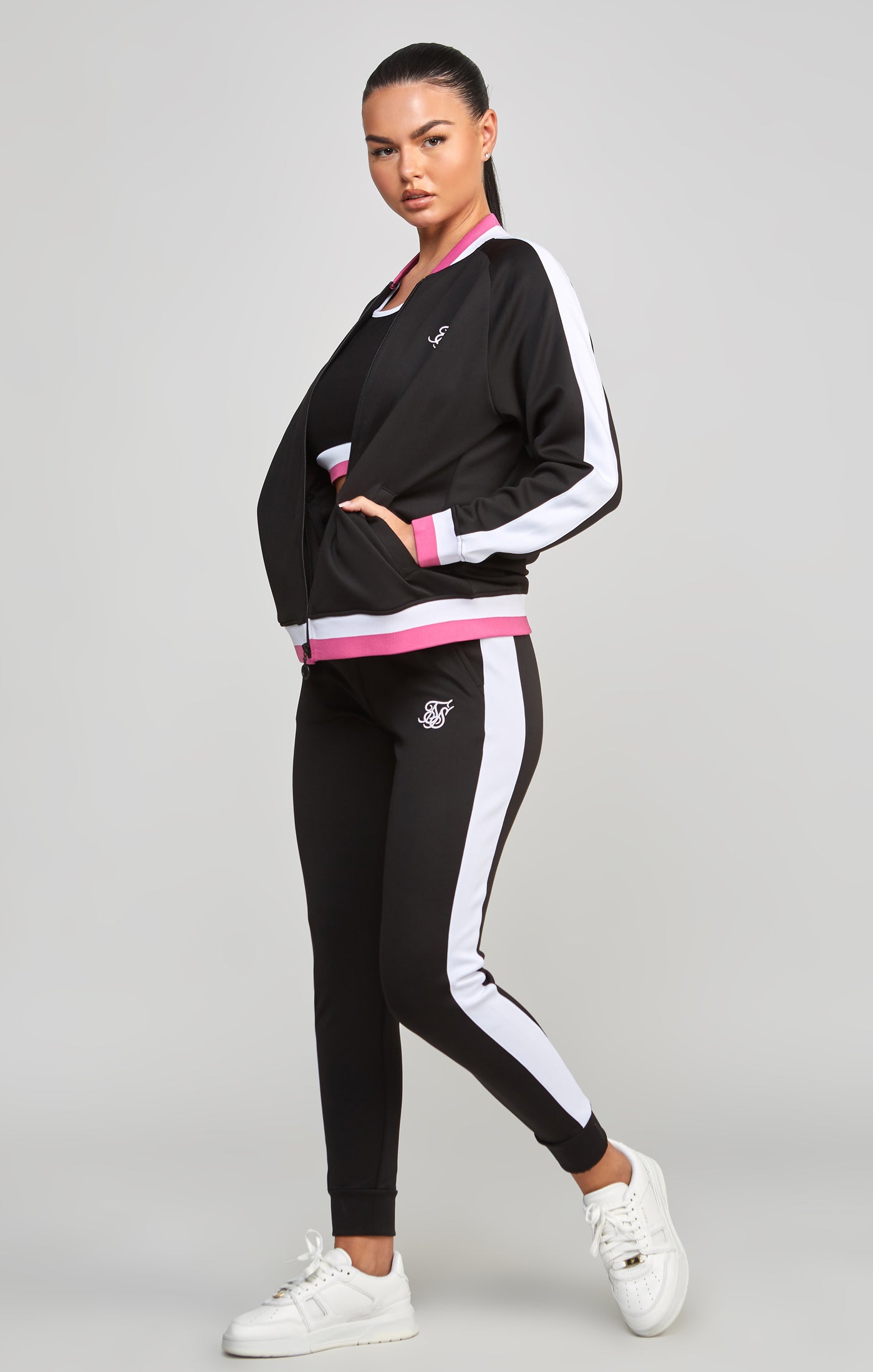 Load image into Gallery viewer, Black Retro Cut And Sew Track Top (3)