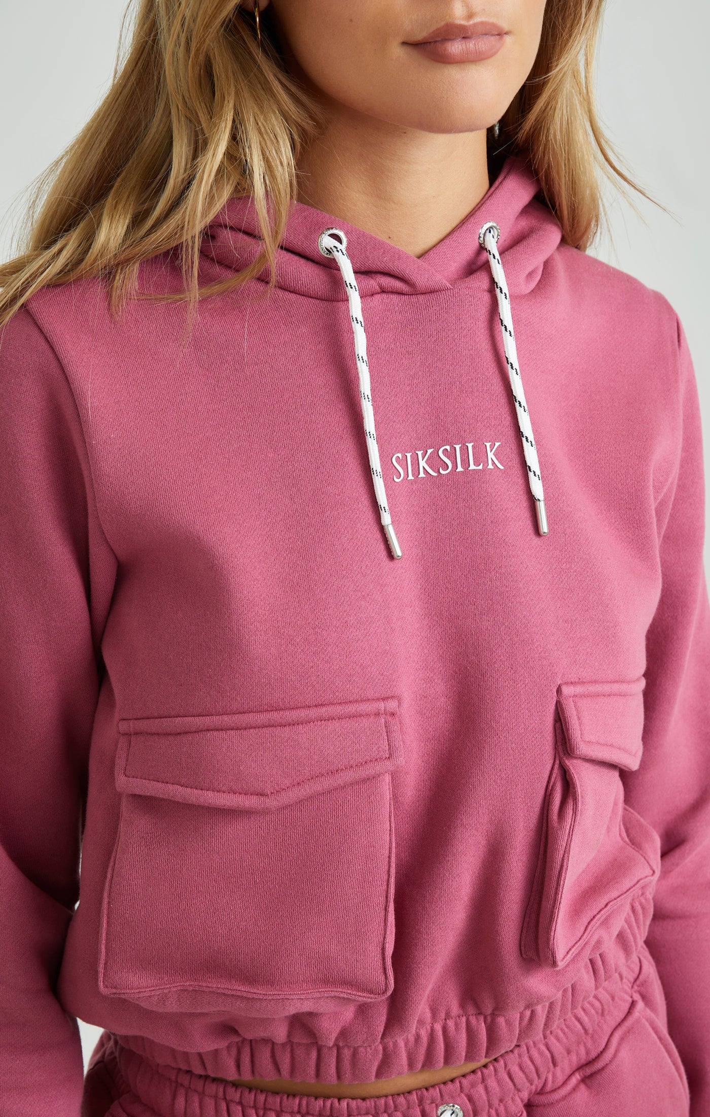 Load image into Gallery viewer, Pink Cargo Pocket Hoodie (2)