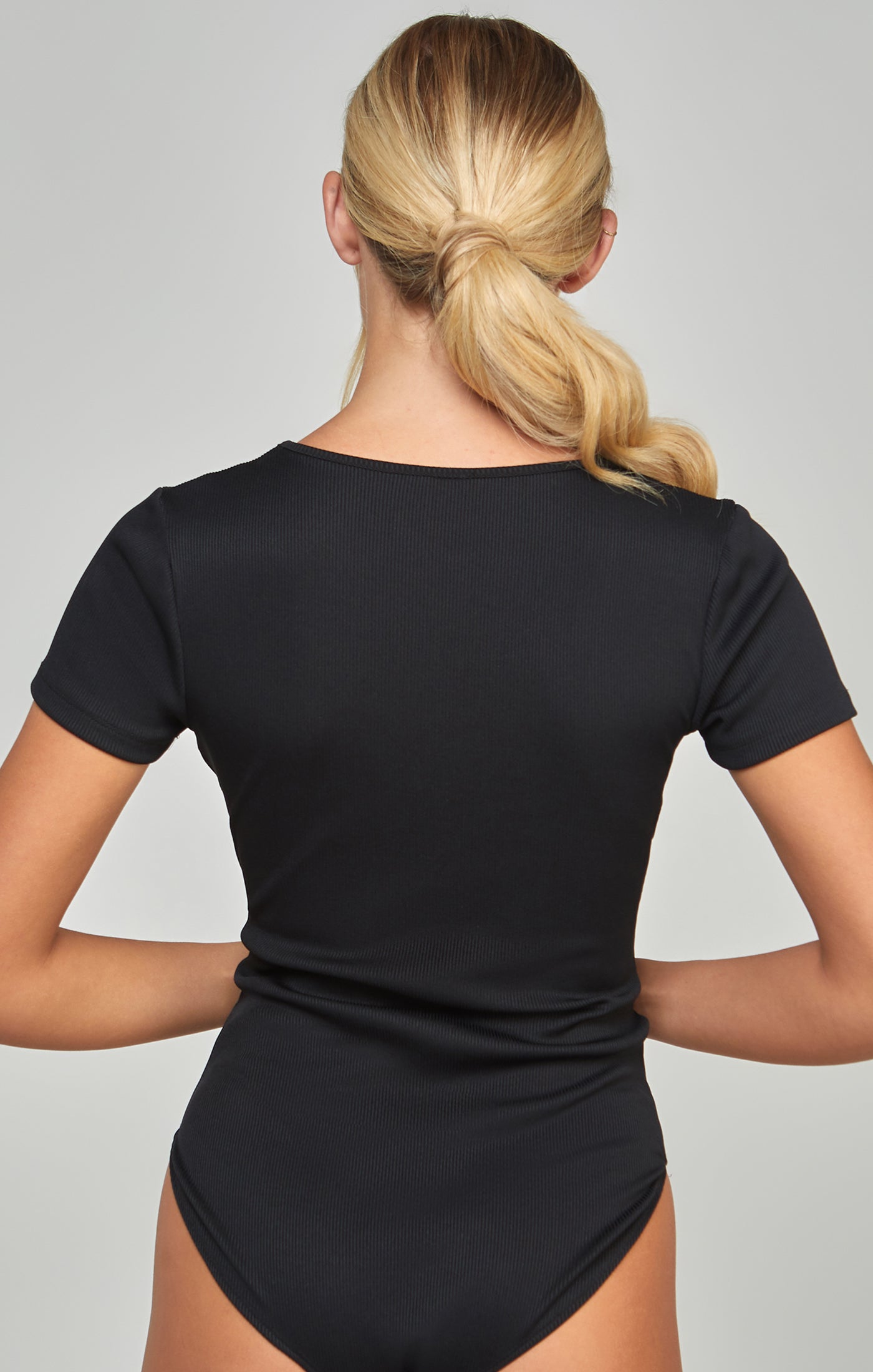 Load image into Gallery viewer, Black Short Sleeve Bodysuit (6)