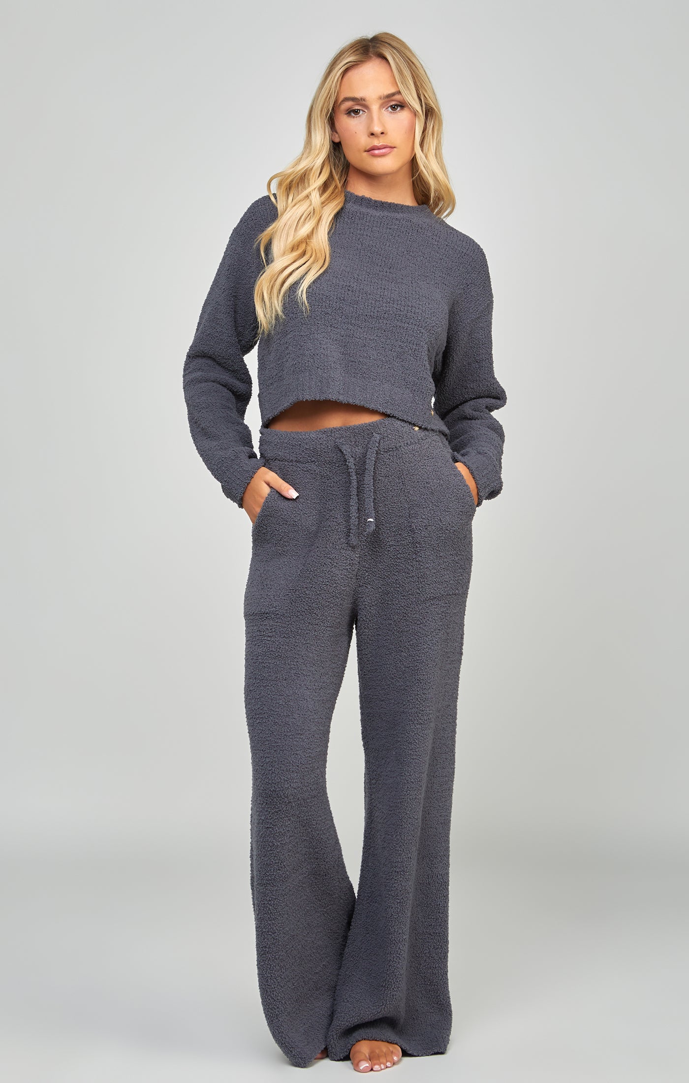 Load image into Gallery viewer, Charcoal Wide Leg Lounge Pant (2)