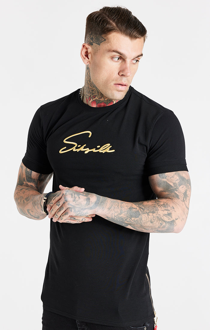 Load image into Gallery viewer, SikSilk S/S Signature Flight Tee - Black &amp; Gold