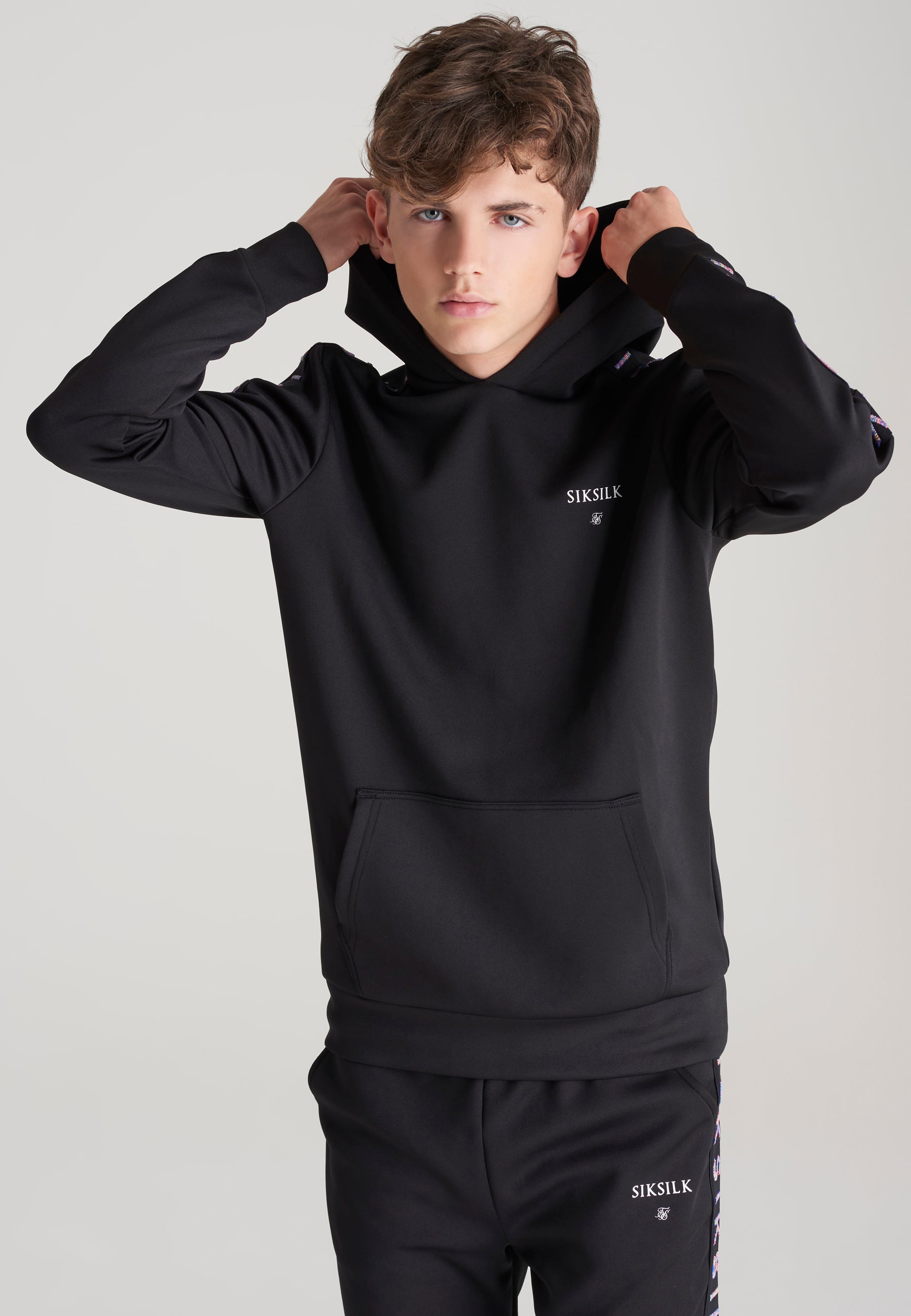 Load image into Gallery viewer, Boys Black Taped Overhead Hoodie