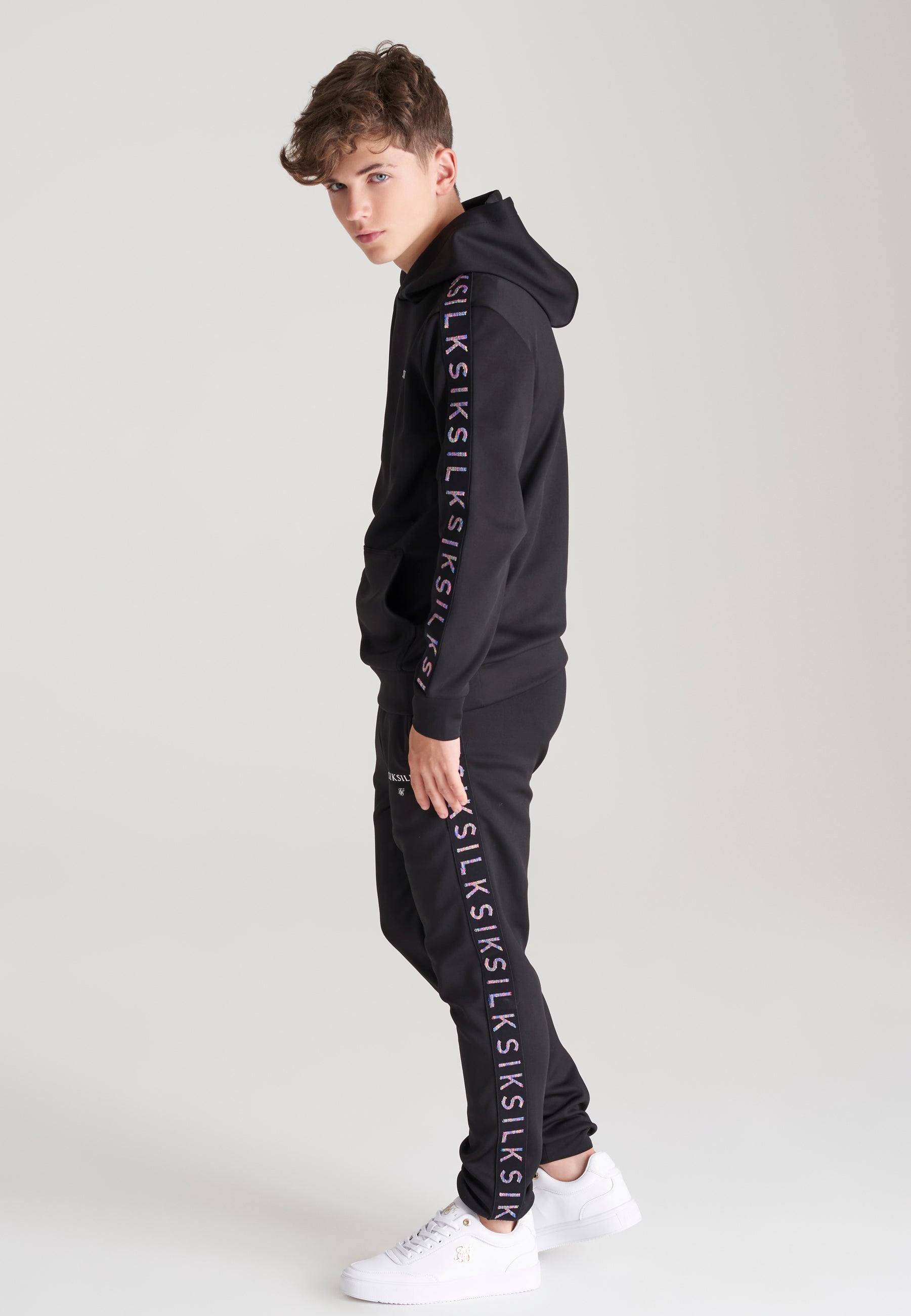 Load image into Gallery viewer, Boys Black Taped Overhead Hoodie (3)