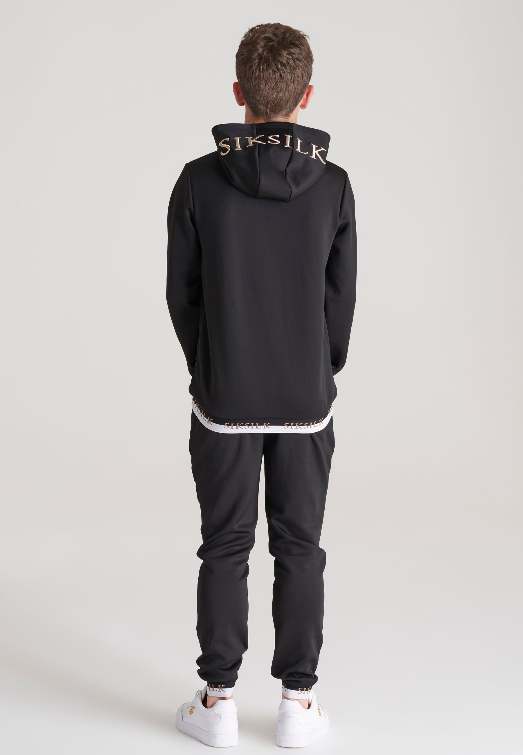 Load image into Gallery viewer, Boys Black Taped Overhead Hoodie (6)