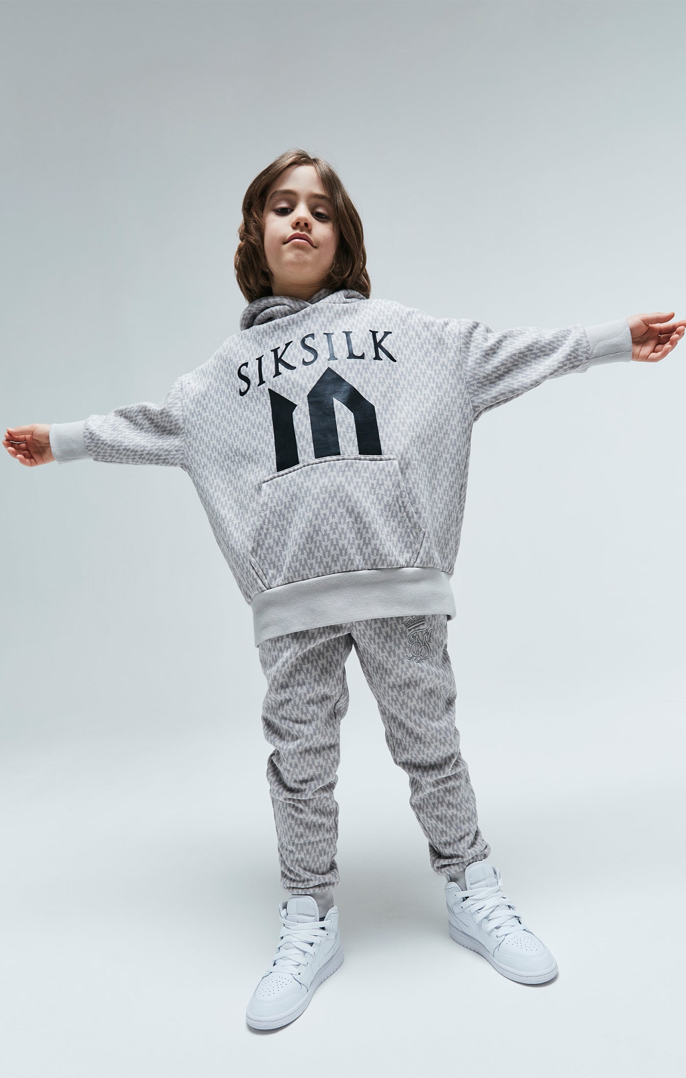Load image into Gallery viewer, Boys Messi x SikSilk Grey Printed Overhead Hoodie